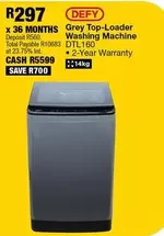 Defy - Grey Top-Loader Washing Machine DTL160