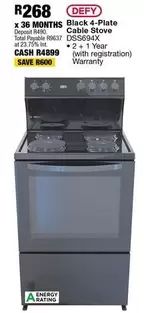 Defy - Black 4-Plate Cable Stove DSS694X