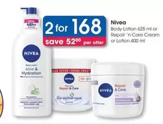 Nivea - Body Lotion or Repair 'n Care Cream or Lotion