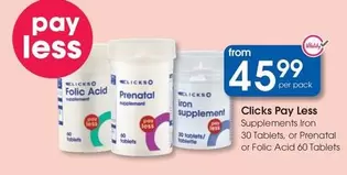 clicks - Supplements Iron, Prenatal or Folic Acid
