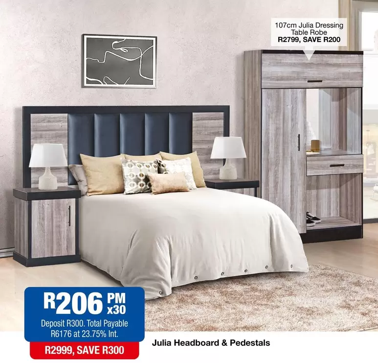 Total - Julia Headboard & Pedestals