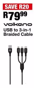 Volkano - USB to 3-in-1 Braided Cable