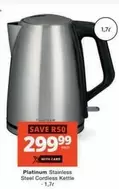 Platinum - Stainless Steel Cordless Kettle