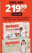 Huggies - Gold Jumbo Pack/Extra Care Disposable Nappies/Pants