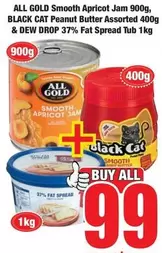 CAT - Smooth Apricot Jam, Peanut Butter Assorted & Fat Spread Tub