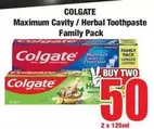 Colgate - Maximum Cavity / Herbal Toothpaste Family Pack