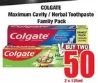 Colgate - Maximum Cavity / Herbal Toothpaste Family Pack