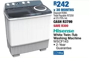 Hisense - White Twin-Tub Washing Machine WSCF143