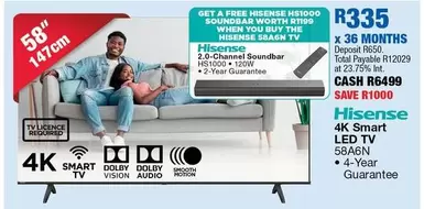 Hisense - 4K Smart LED TV 58A6N