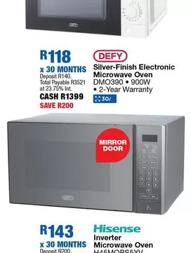 Defy - Silver-Finish Electronic Microwave Oven