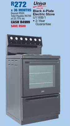 Univa - Black 4-Plate Electric Stove U1168/1