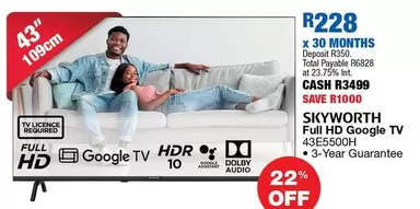 Skyworth - Full HD Google TV 43E5500H