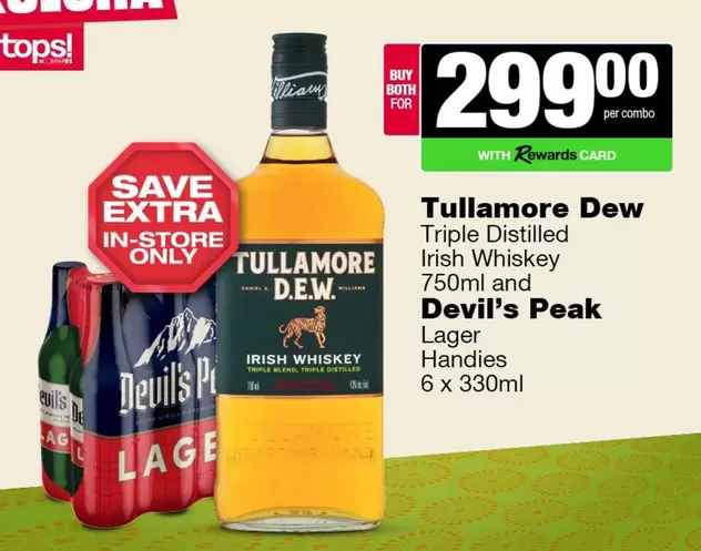 Triple Distilled Irish Whiskey 750ml and Devil's Peak