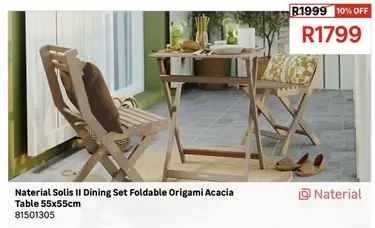 Naterial - Solis Il Dining Set Foldable Origami Acacia Table 