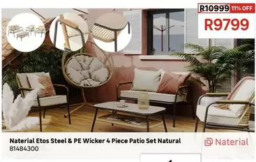 Naterial - Etos Steel & PE Wicker 4 Piece Patio Set Natural