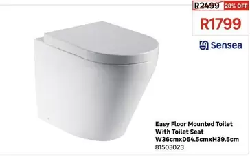 Sensea - Easy Floor Mounted Toilet With Toilet Seat W36cmxD54.5cm×H39.5cm