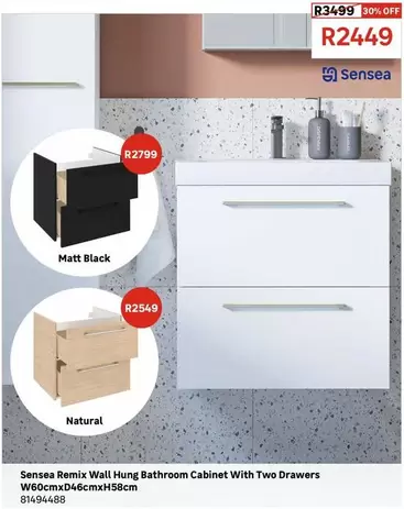 Sensea - Remix Wall Hung Bathroom Cabinet With Two Drawers W60cmxD46cmxH58cm