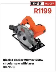 Black & Decker - 190mm 1250W Circular Saw With Laser