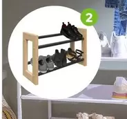 Spaceo - Flacky Extendable Shoe Rack Black & Wood