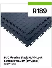 PVC Flooring Black Multi-Lock L50cm X W50cm (1m/pack)