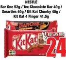 Kit Kat - Bar One, Tex Chocolate Bar, Smarties,  Chunky,  4 Finger