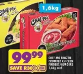 Chef - FROZEN CRUMBED CHICKEN FINGERS/BURGERS