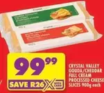 Crystal Valley - GOUDA/CHEDDAR FULL CREAM PROCESSED CHEESE SLICES