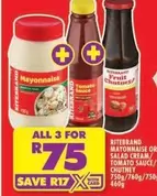 Ritebrand - MAYONNAISE OR SALAD CREAM/ TOMATO SAUCE/ CHUTNEY