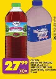 Crickley - MEDIUM FAT DRINKING DAIRY SNACK 1,5/ NATURES SECRET FRUIT NECTAR BLEND