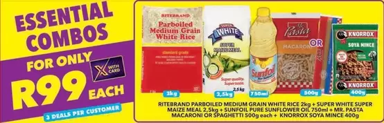 Ritebrand - PARBOILED MEDIUM GRAIN WHITE RICE, SUPER WHITE, SUNFOIL PURE SUNFLOWER, PASTA