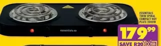 Essentials - Twin Spiral Compact Hot Plate 2000W