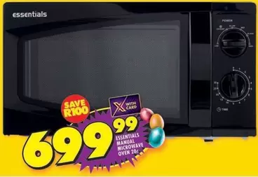 Essentials - essentials Manual Microwave Oven 20l