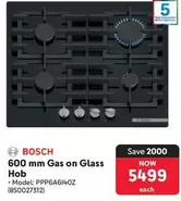 Bosch - 600 mm Gas on Glass Hob