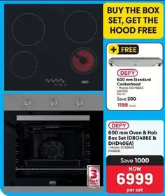 Defy - 600 mm Standard Cookerhood, 600 mm Oven & Hob Box Set (DBO486E & DHD406A)