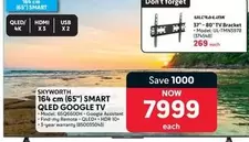 Skyworth - 164 cm (65") SMART QLED GOOGLE TV