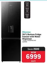 Hisense - 347 L Bottom Fridge Freezer with Water Dispenser