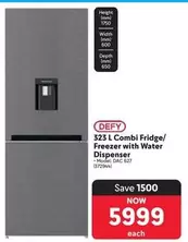Defy - 323 L Combi Fridge/ Freezer with Water Dispenser