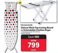 Deluxe -  Mesh Top Ironing Board or Extendable Clothes Dryer