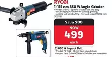 ryobi - 115 mm 850 W Angle Grinder or 650 W Impact Drill