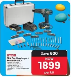 ryobi - 18 V Cordless Impact Driver Drill Kit