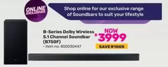B-Series Dolby Wireless 5.1 Channel Soundbar (B750F)