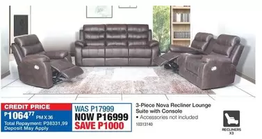 Total - Nova Recliner Lounge Suite with Console