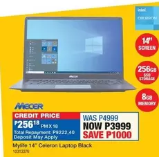 Mecer - 14" Celeron Laptop Black