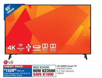 LG - 4K QNED Smart TV 65QNED70A6A