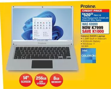 Proline - Celeron N4020 Laptop