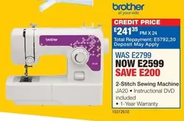 Brother - 2-Stitch Sewing Machine JA20
