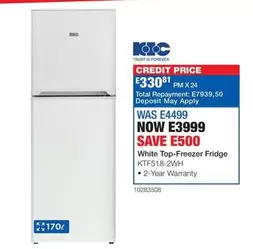KIC - White Top-Freezer Fridge KTF518-2WH