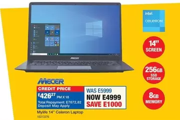 Mecer - Mylife 14" Celeron Laptop