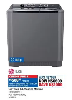 LG - Twin-Tub Washing Machine TT1661RWPT
