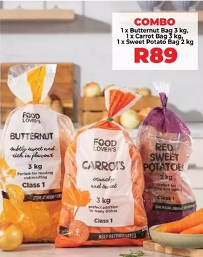 COMBO 1 x Butternut Bag 3 kg, 1 x Carrot Bag 3 kg, 1 x Sweet Potato Bag 2 kg